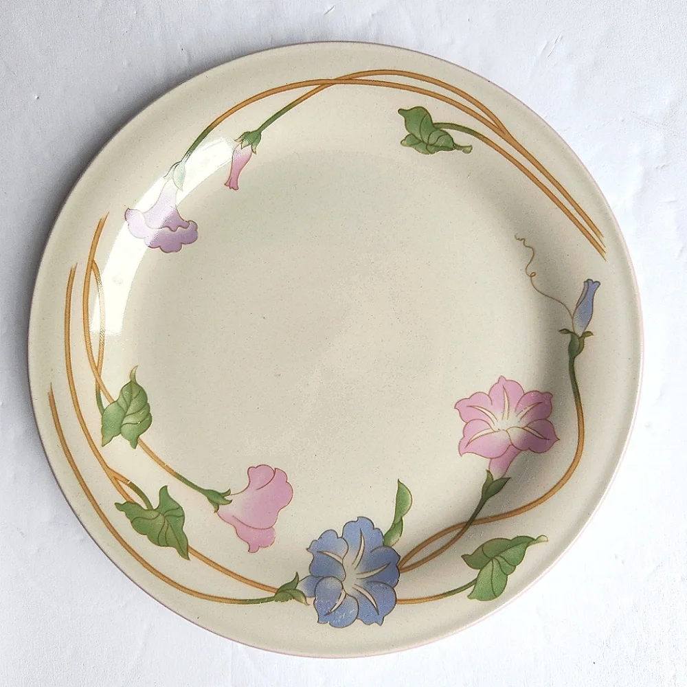 Set of 4 Vintage Sango Primavera Morning Glory Stoneware Salad Dessert P…